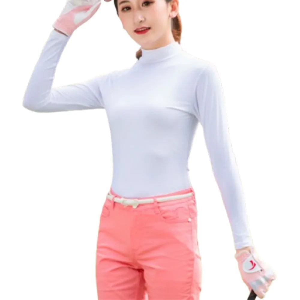 Women's UV Protection Long Sleeve Golf Shirt – Quick-Dry Top Women's Golf Shirt Axl White-M