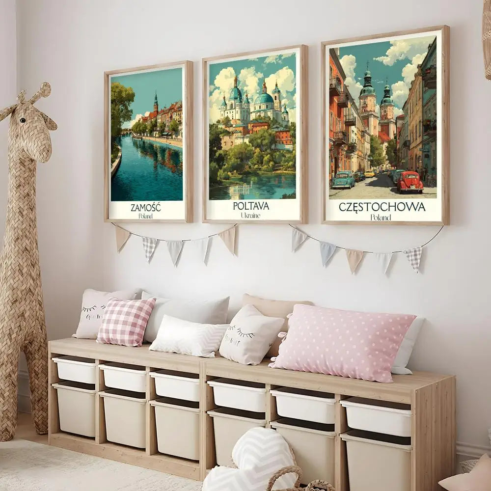 Vintage Poland City Minimalist Wall Art Poster Sticker Wall Art Poster Axl