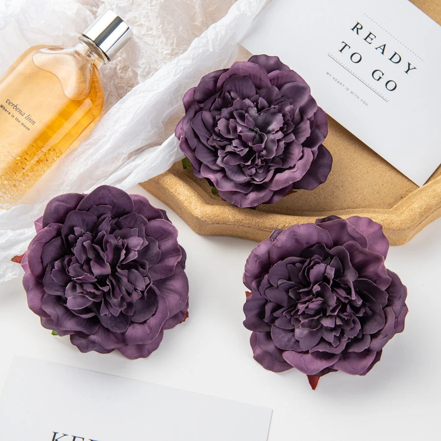 Silk Dahlia Peony Artificial Flowers 5/10 Pcs – Wedding Decor Artificial Flowers Axl PURPLE 5pieces