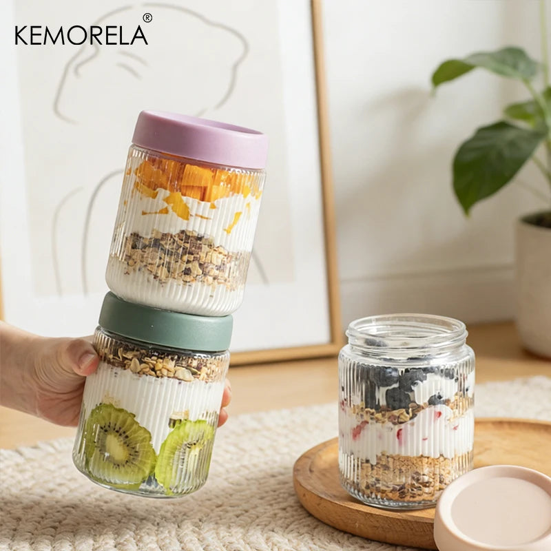 Airtight Glass Food Storage Jar – Leakproof Striped Canister Glass Storage Jar Axl