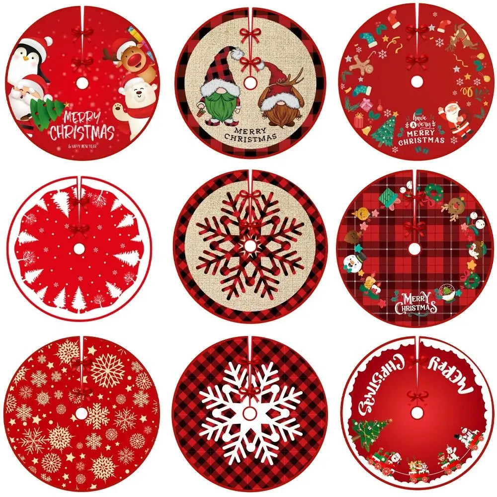 Christmas Tree Skirt – Snowman, Santa & Elk | 90cm Floor Mat Christmas Tree Skirt Axl