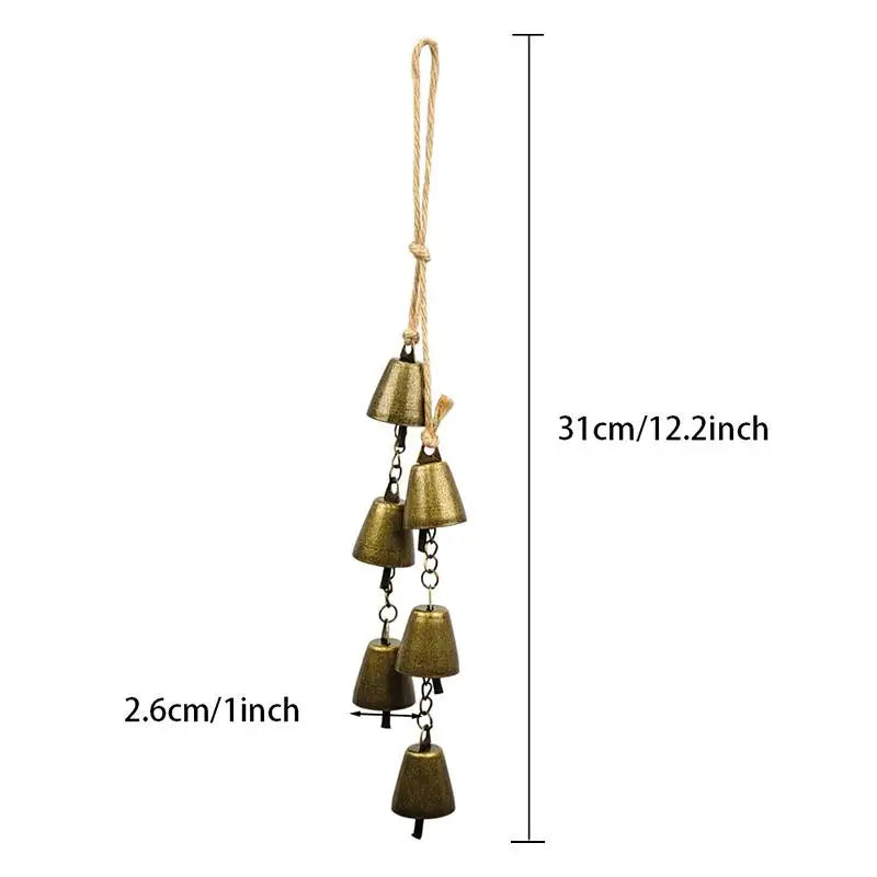 Vintage Brass Hanging Bell – Rustic Cast Iron Wind Chime Hanging Bell Decor Axl A2