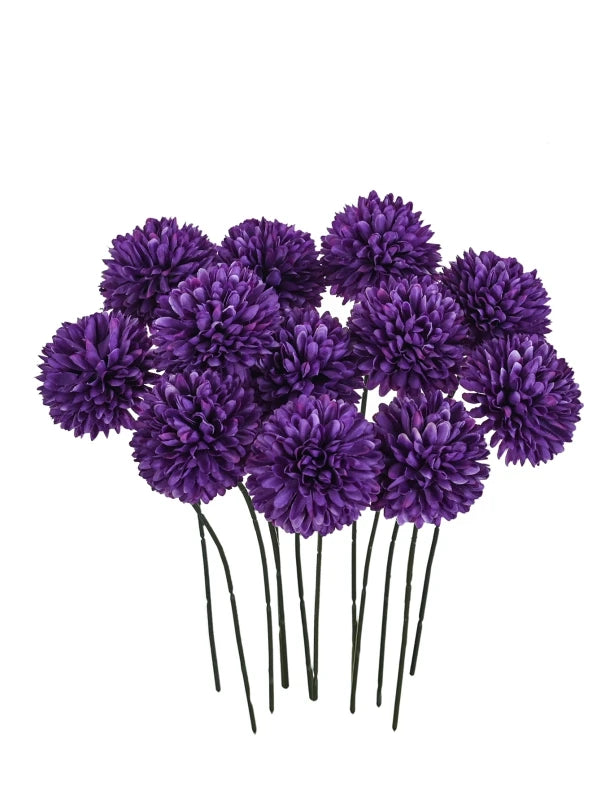 Silk Artificial Dandelion Hydrangea Flowers | Wedding & Home Décor Artificial Silk Flowers Axl PURPLE 10 pcs