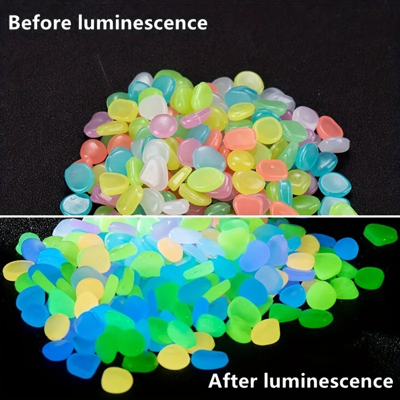 Glow in the Dark Garden Pebbles – Luminous Stones 100-300 Pcs Garden Décor Stones Axl