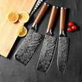 Damascus Steel Kitchen Knife Set 1–4 Pc | PLYS Chef Knives Kitchen Knife Set Axl 3pcs