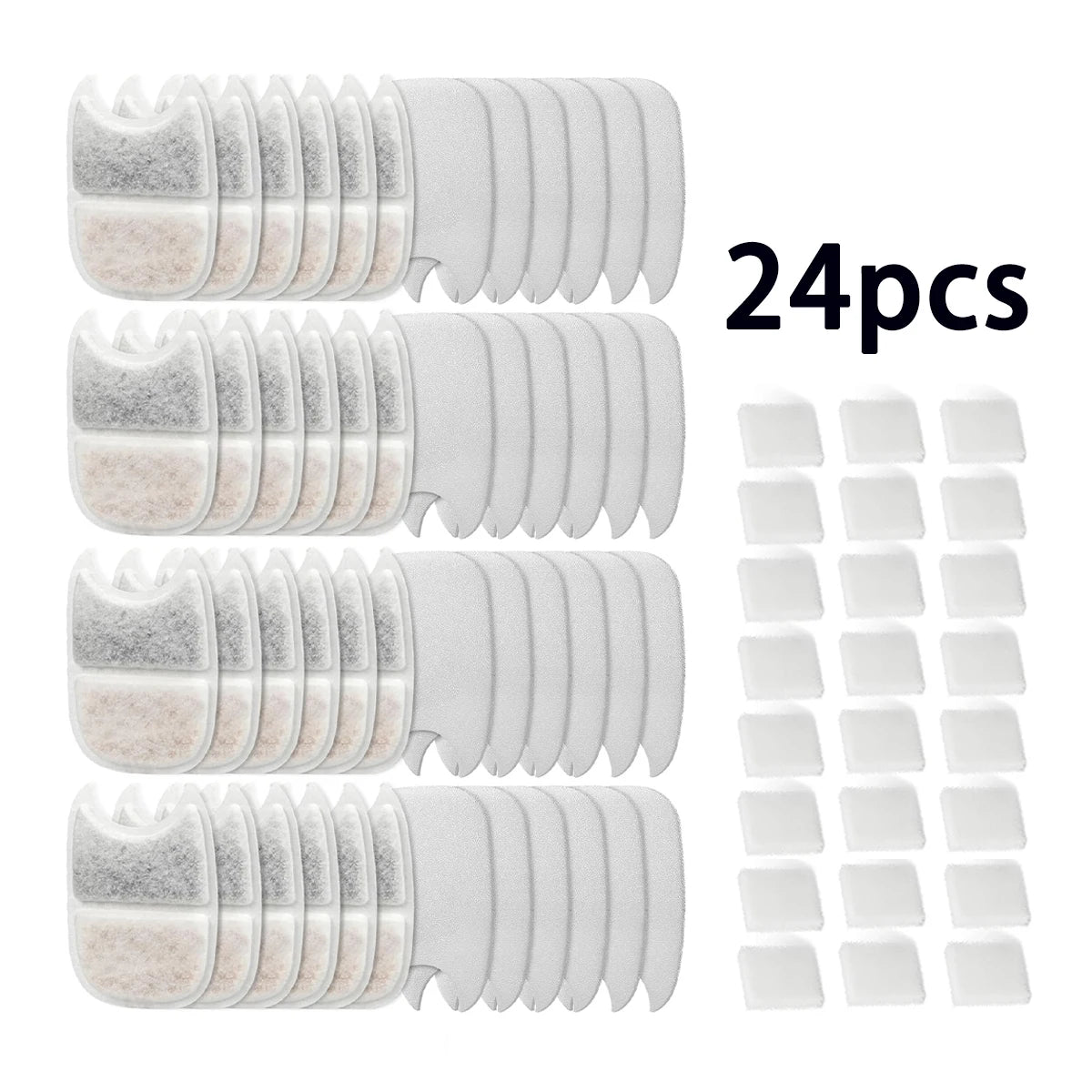 KEMORELA Pet Fountain Filter Sponges – 6 to 24 PCS Replacement Fountain Filter Sponge Axl 24PCS No plug