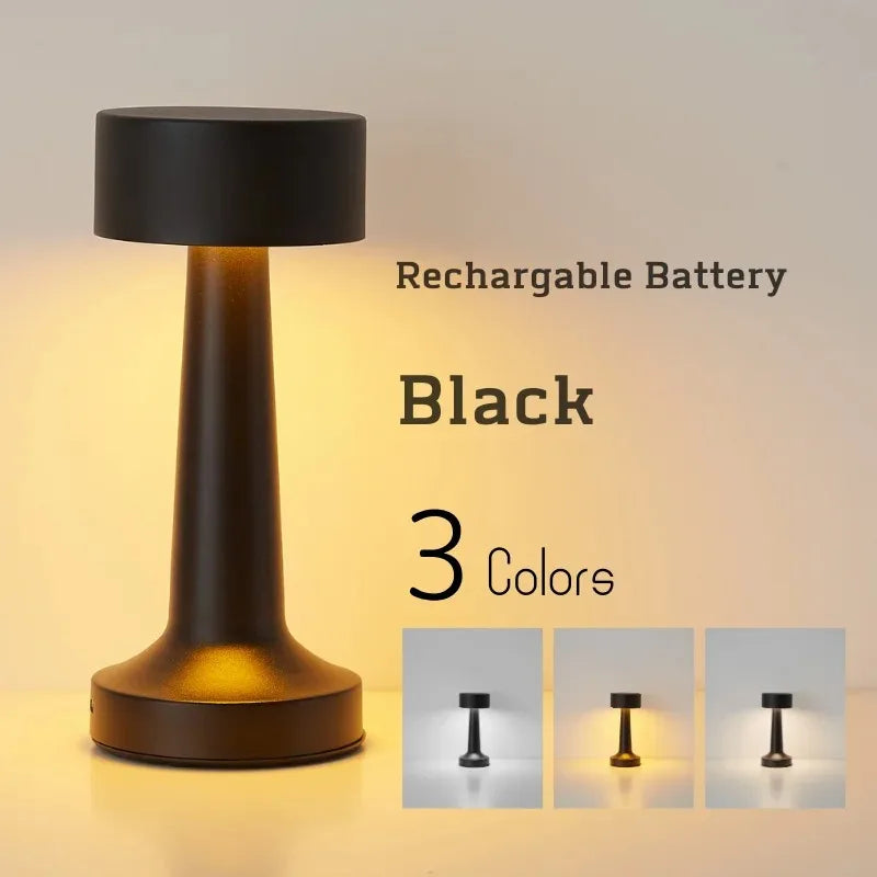 Retro LED Table Lamp – Touch Dimmable 3-Color Rechargeable LED Table Lamp Axl Black