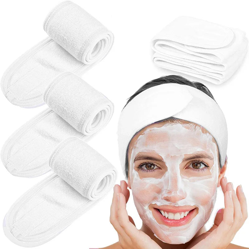 Adjustable Microfiber Spa Headband – Makeup & Shower Hair Wrap Spa Hair Headband Axl white