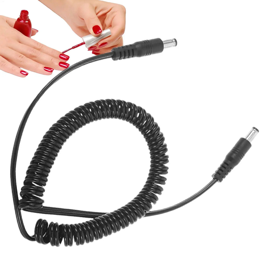 DC Spring Power Cord for Nail Drill – 5.5mm x 2.5mm DC Jack Nail Drill Accessory Axl Black