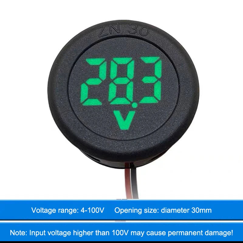 Waterproof DC 4-100V LED Digital Voltmeter – Vehicle Battery Monitor Digital Voltmeter Gauge Axl