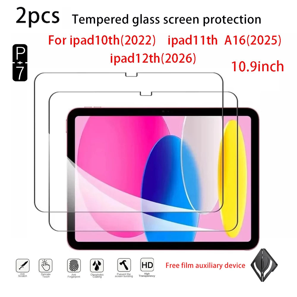2-Pack HD Tempered Glass Screen Protector for iPad 7th–12th Gen Tablet Screen Protector Axl