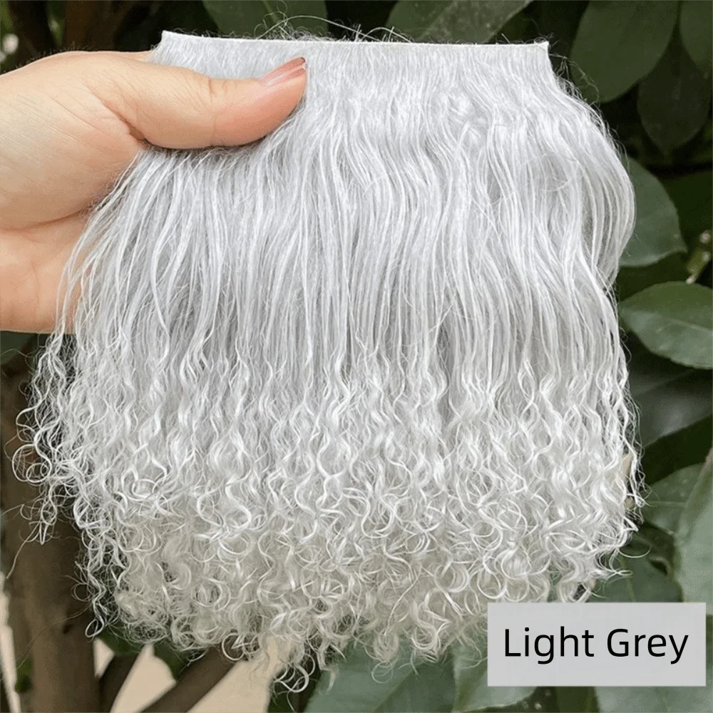 Curly Mohair Hair Wefts for BJD OB11 Blythe & Reborn Dolls Doll Hair Wefts Axl Light grey
