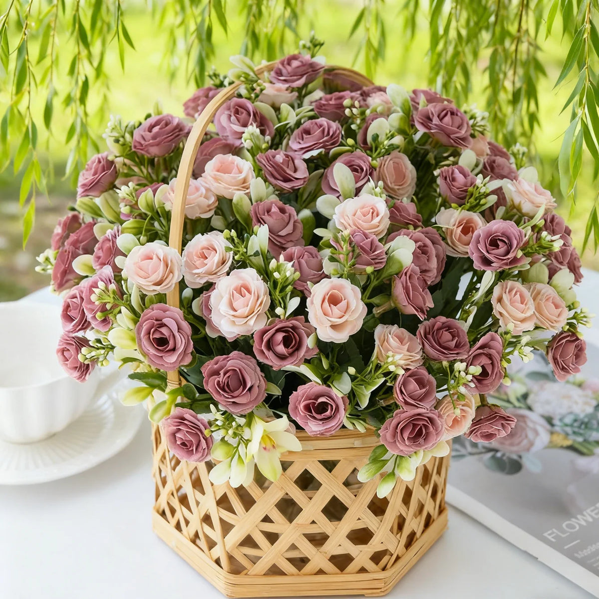 Artificial Silk Rose Bouquet – UV-Proof Wedding & Home Decor Artificial Silk Flowers Axl
