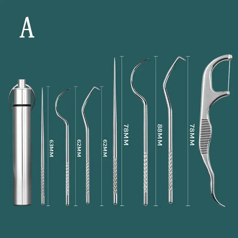 Stainless Steel Reusable Toothpick & Floss Set | Oral Care Oral Care Kit Axl A