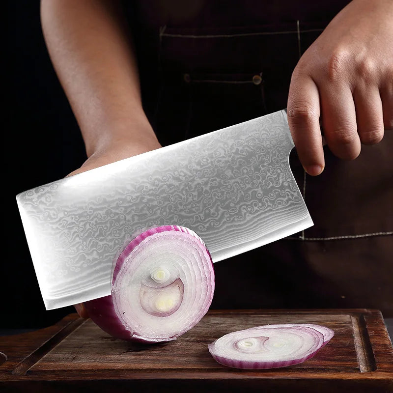 Damascus Steel Cleaver | Professional Chef Kitchen Knife Damascus Cleaver Knife Axl