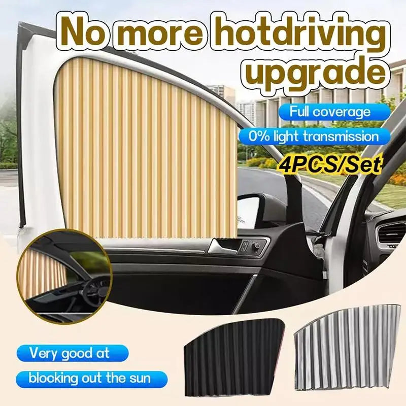 4-Pc Magnetic Car Window Curtains – Retractable Sun Shade Set Car Window Curtains Axl