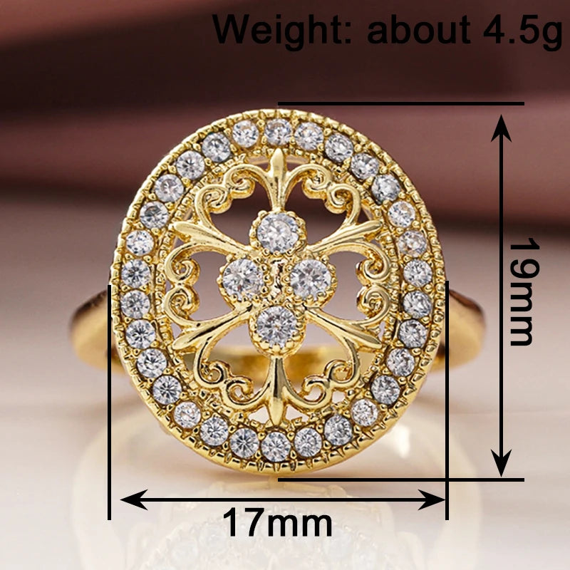 Huitan Women's Hollow CZ Pavé Ring – Brass Engagement Band Fashion Ring Axl