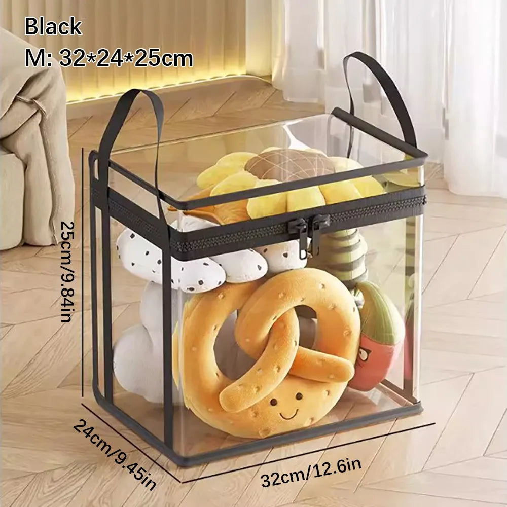 Transparent Doll & Toy Storage Bag – Stackable Dustproof Organizer Toy Storage Organizer Axl Black M-32-24-25cm