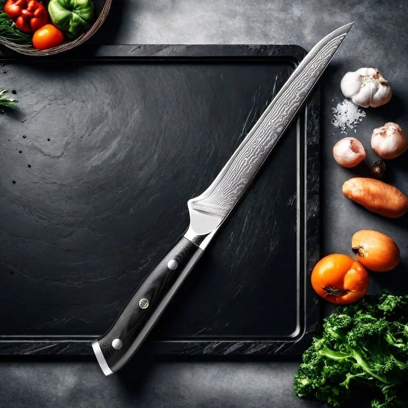 6" 67-Layer Damascus Boning Knife – G10 Handle | Pro Kitchen Damascus Boning Knife Axl