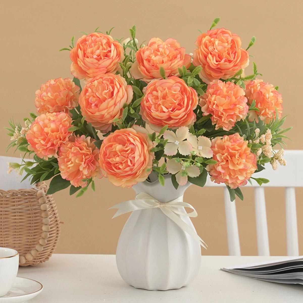 Silk Artificial Chrysanthemum Peony Bouquet – Home & Wedding Decor Artificial Flower Bouquet Axl
