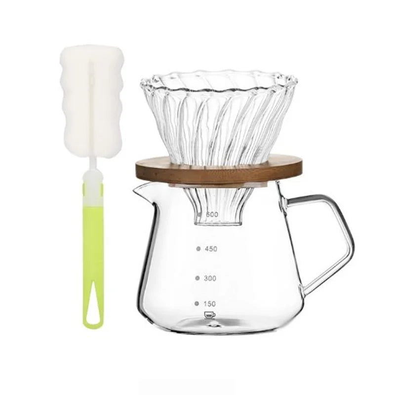 Pour Over Coffee Maker Set – Borosilicate Glass Dripper & Carafe Pour Over Coffee Set Axl 600ml