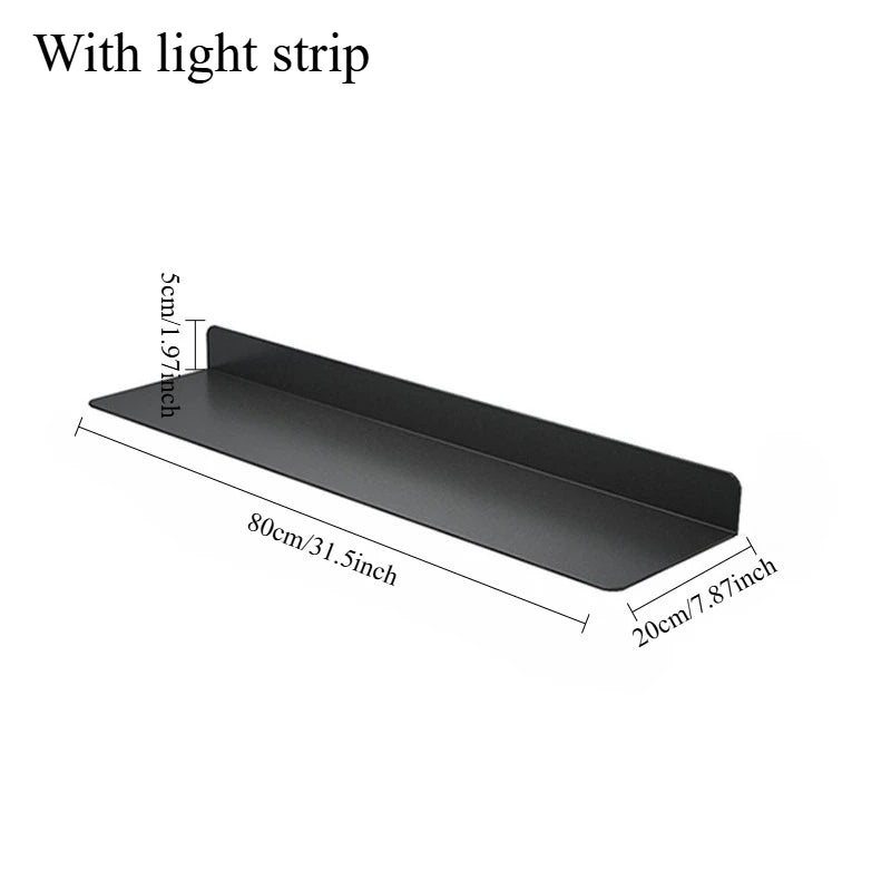 Nordic LED Wall Shelf – Double-Tier Metal Storage Rack Wall Storage Shelf Axl 80CM