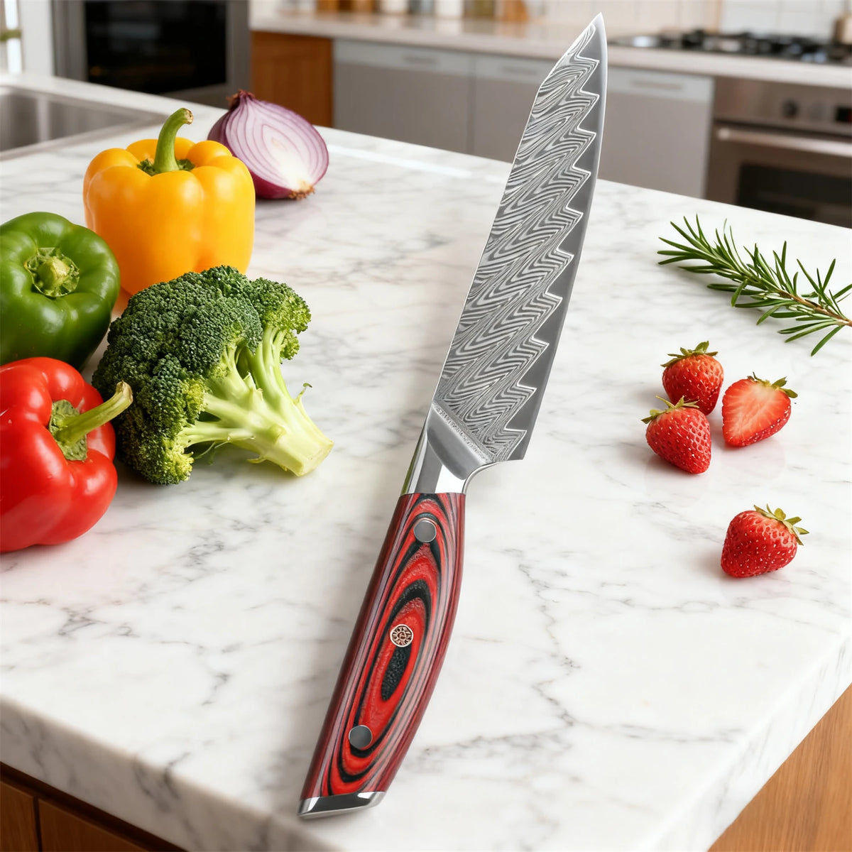 67-Layer Damascus Steel Utility Knife – Sharp Petty Chef Knife Damascus Kitchen Knife Axl