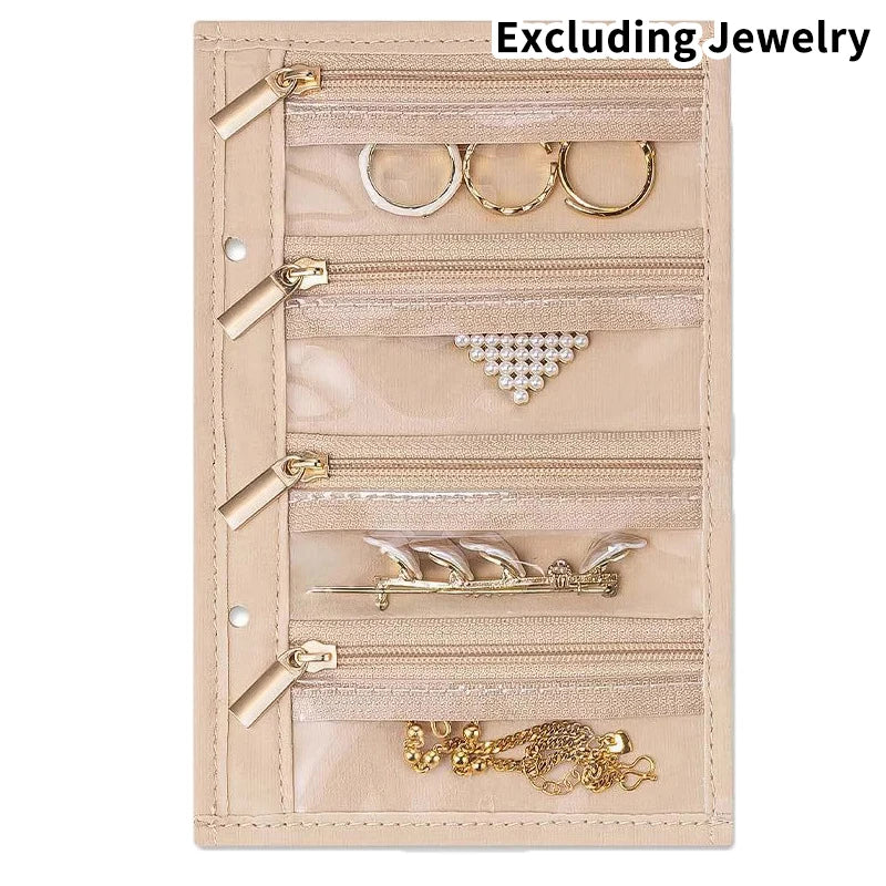 PU Leather Jewelry Storage Book – Zipper Binder & Clear Pockets Jewelry Storage Organizer Axl 4 grid