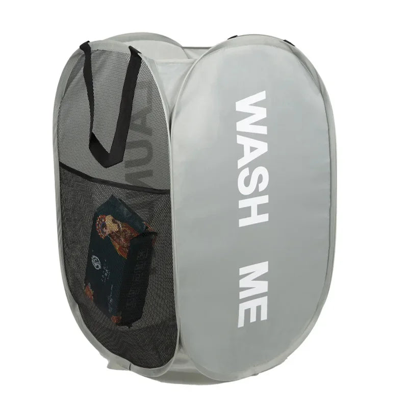 Pop-Up Mesh Laundry Hamper – Collapsible, Breathable Basket Laundry Hamper Axl Grey