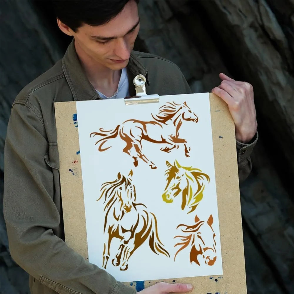 Reusable Horse Painting Stencil 8.3x11.7" | DIY Art Template Painting Stencil Axl