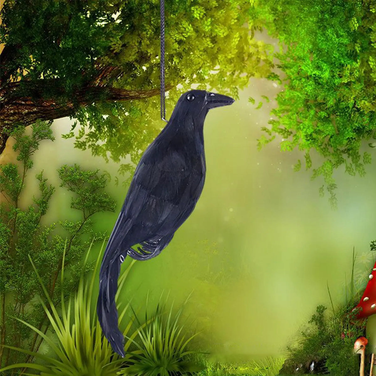12-Inch Black Feathered Crow Decoy – Halloween & Garden Décor Halloween Crow Decoy Axl