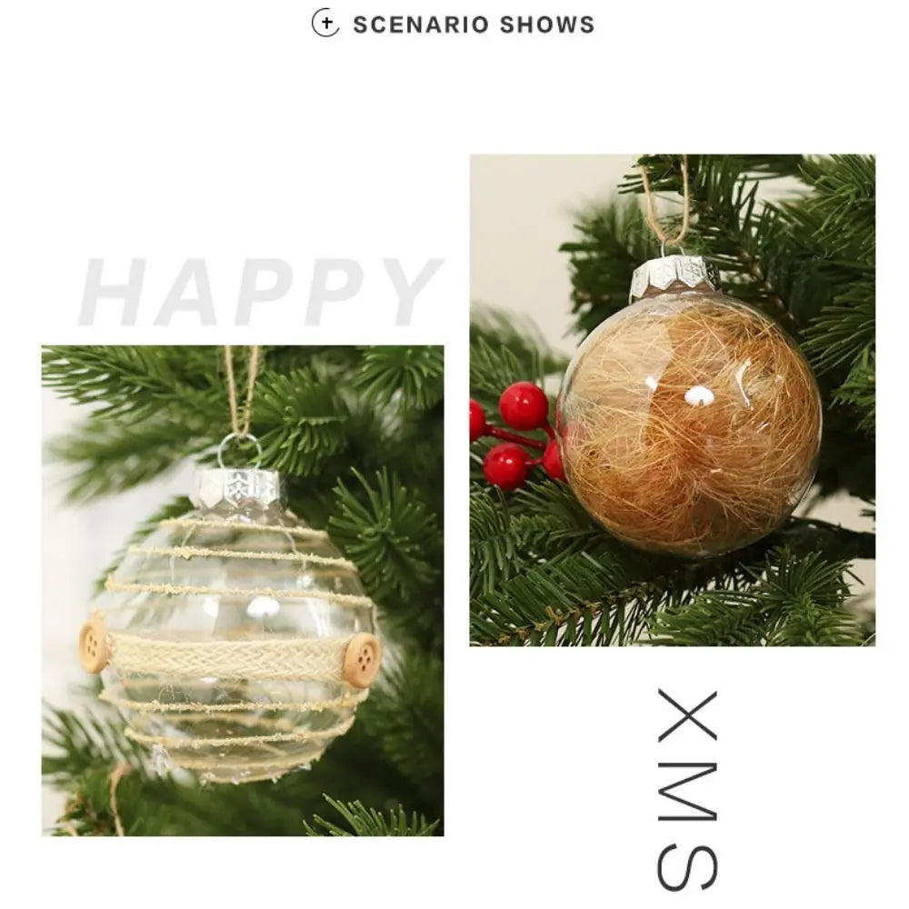6-Pack Transparent Christmas Ball Ornaments – 8cm Tree Decor Christmas Ornament Set Axl