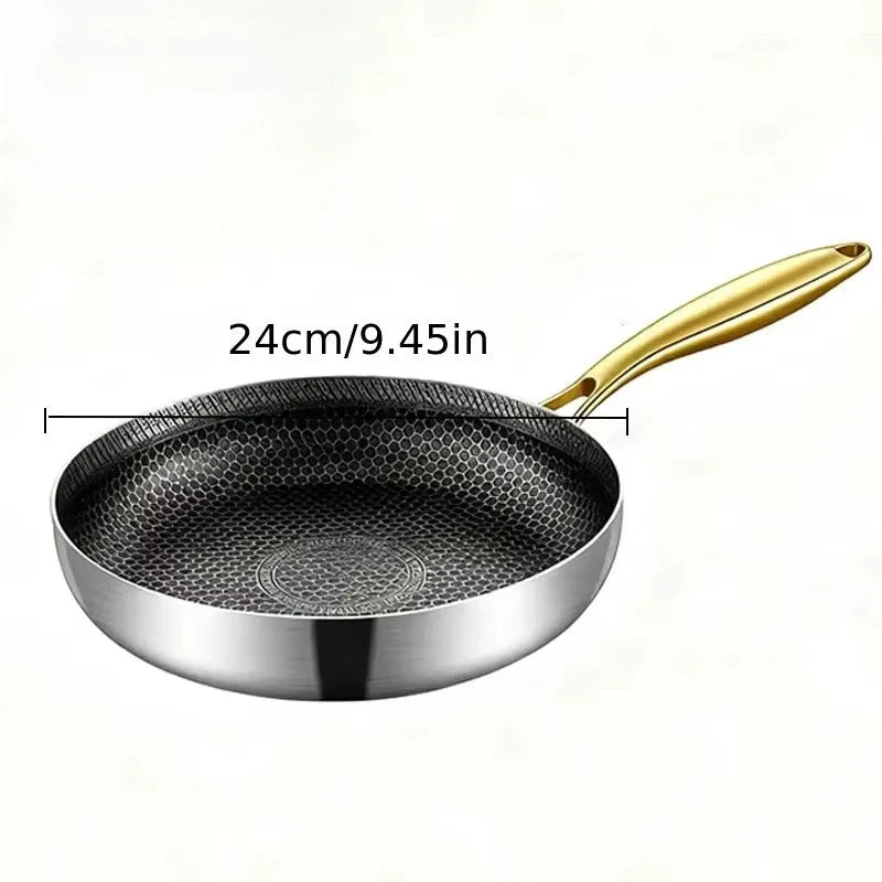 KEMORELA 316 Stainless Steel Non-Stick Honeycomb Skillet Wok Non-Stick Skillet Axl 24cm
