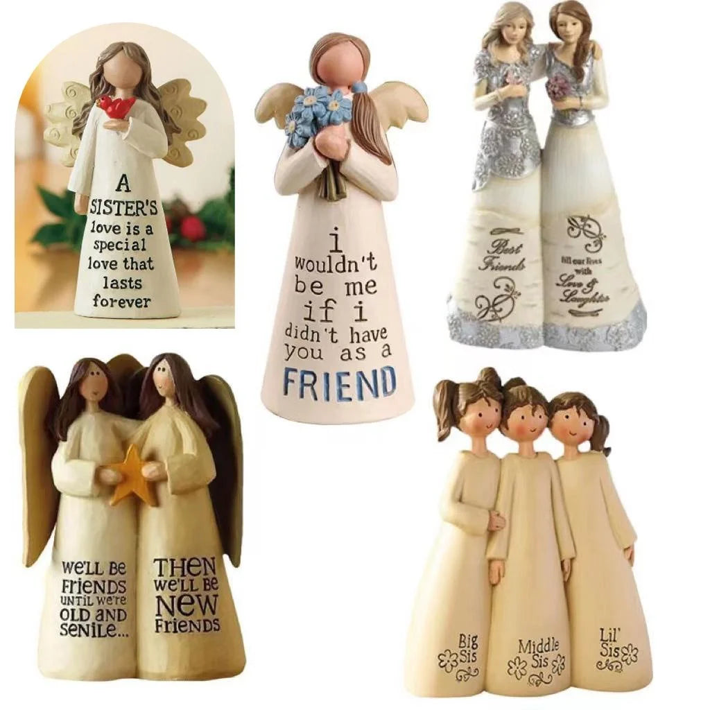 Resin Angel Friendship Figurine – Sister & Friend Gift Decor Decorative Figurine Axl
