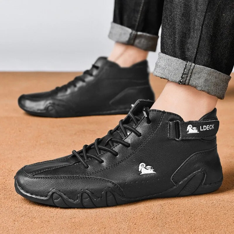 AZGB Men's Leather High Top Sneakers – Non-Slip Walking Shoes High Top Sneakers Axl