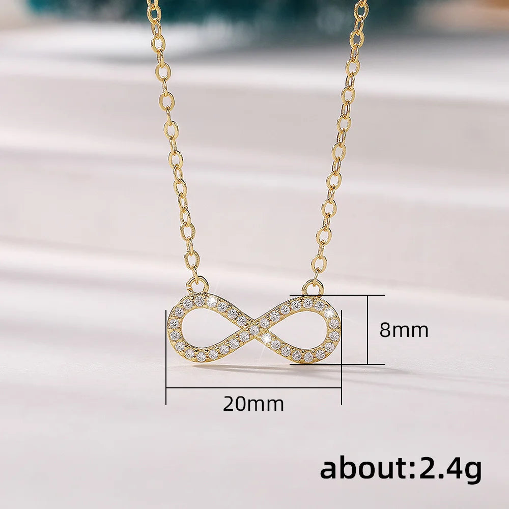 Huitan Infinity Figure 8 CZ Pendant Necklace | Wedding Jewelry Pendant Necklace Axl