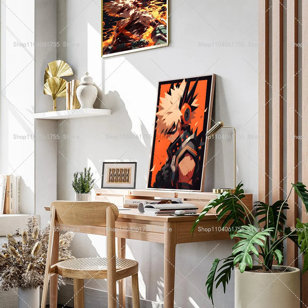 My Hero Academia Bakugo Anime Wall Poster Self-Adhesive Sticker Anime Wall Poster Axl