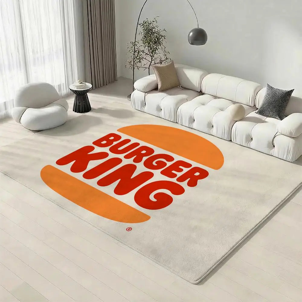 Burger Print Flannel Floor Mat – Non-Slip Soft Indoor Rug Flannel Floor Mat Axl