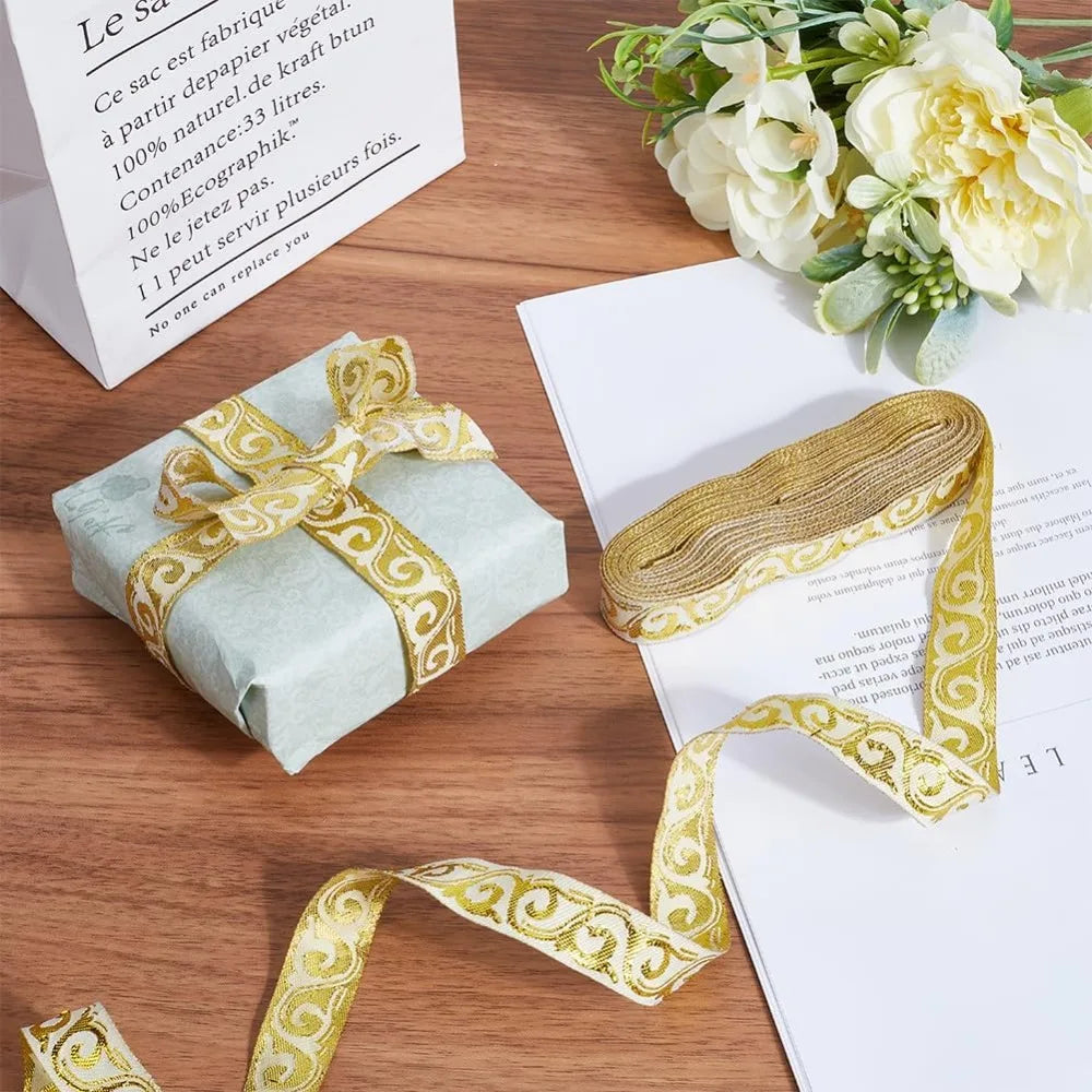 Floral Jacquard Embroidery Ribbon 3/4" – Lemon Chiffon Trim Jacquard Craft Ribbon Axl