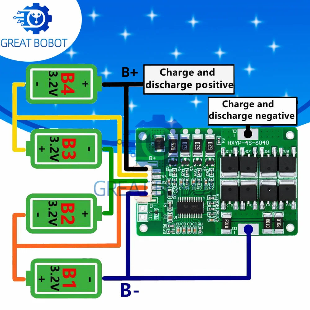 4S 20A LiFePO4 BMS 12.8V 14.4V Battery Management System Battery Management System Axl