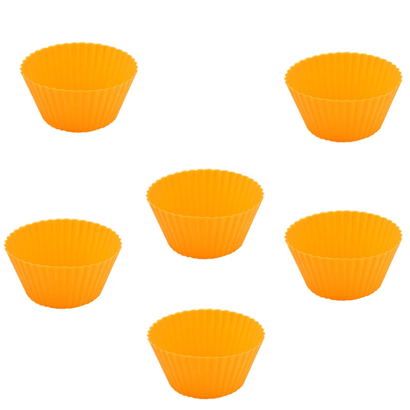 6-Piece Silicone Cupcake & Muffin Baking Molds – Reusable DIY Silicone Baking Molds Axl Orange 6pcs