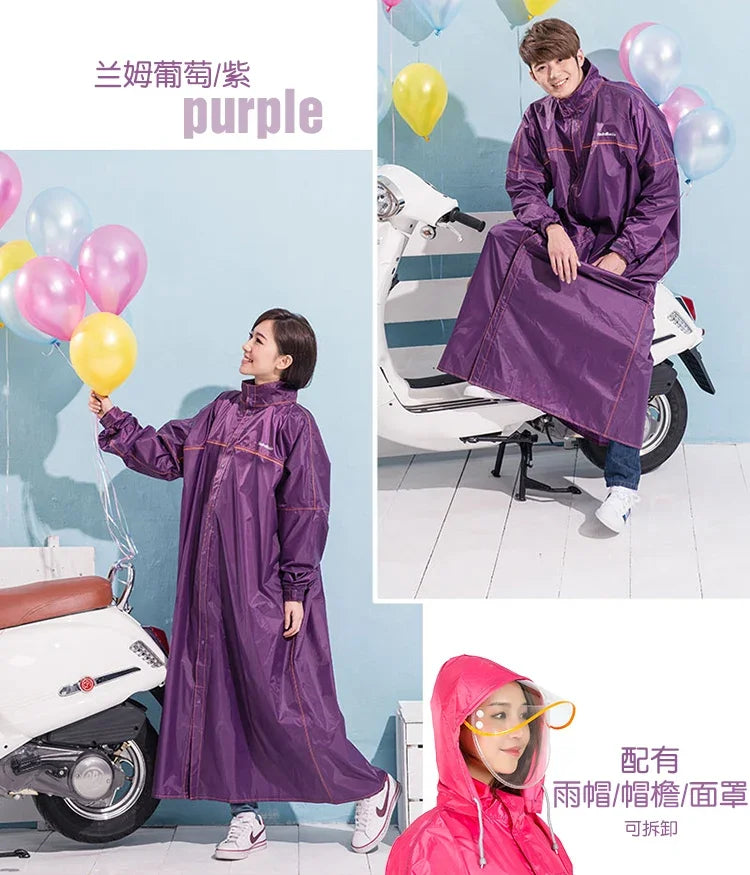 Windproof Unisex Rain Poncho Jacket – Long Hiking Raincoat Rain Poncho Jacket Axl Purple XXXL