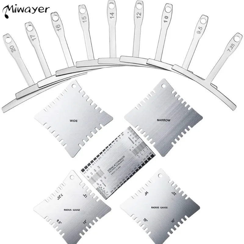 14-Piece Guitar Luthier Tool Kit – String Action & Radius Gauge Set Guitar Luthier Tool Kit Axl silvery