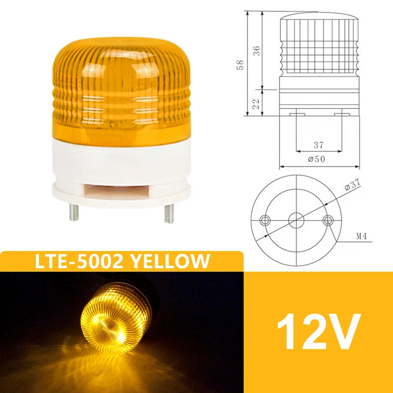 LTE-5002TJ LED Strobe Warning Light 12V 24V 220V Flashing Strobe Warning Light Axl 12V only YELLOW