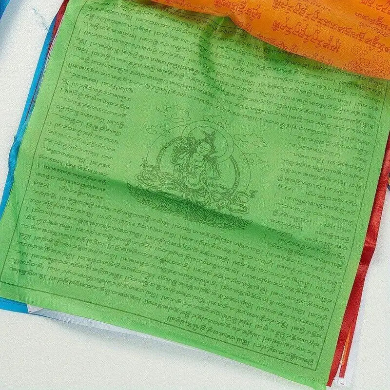 Tibetan Buddhist Lung Ta Prayer Flags – Colour Print Silk Banner Decorative Prayer Flags Axl