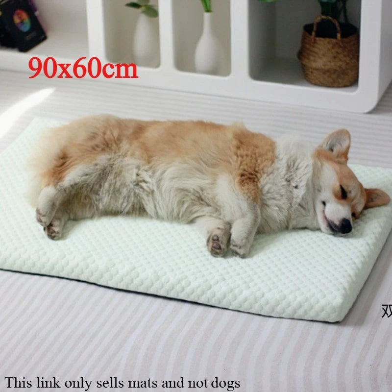 Ice Silk Cooling Pet Mat – Washable Dog & Cat Bed Pad Pet Cooling Mat Axl green-90x60-1pcs