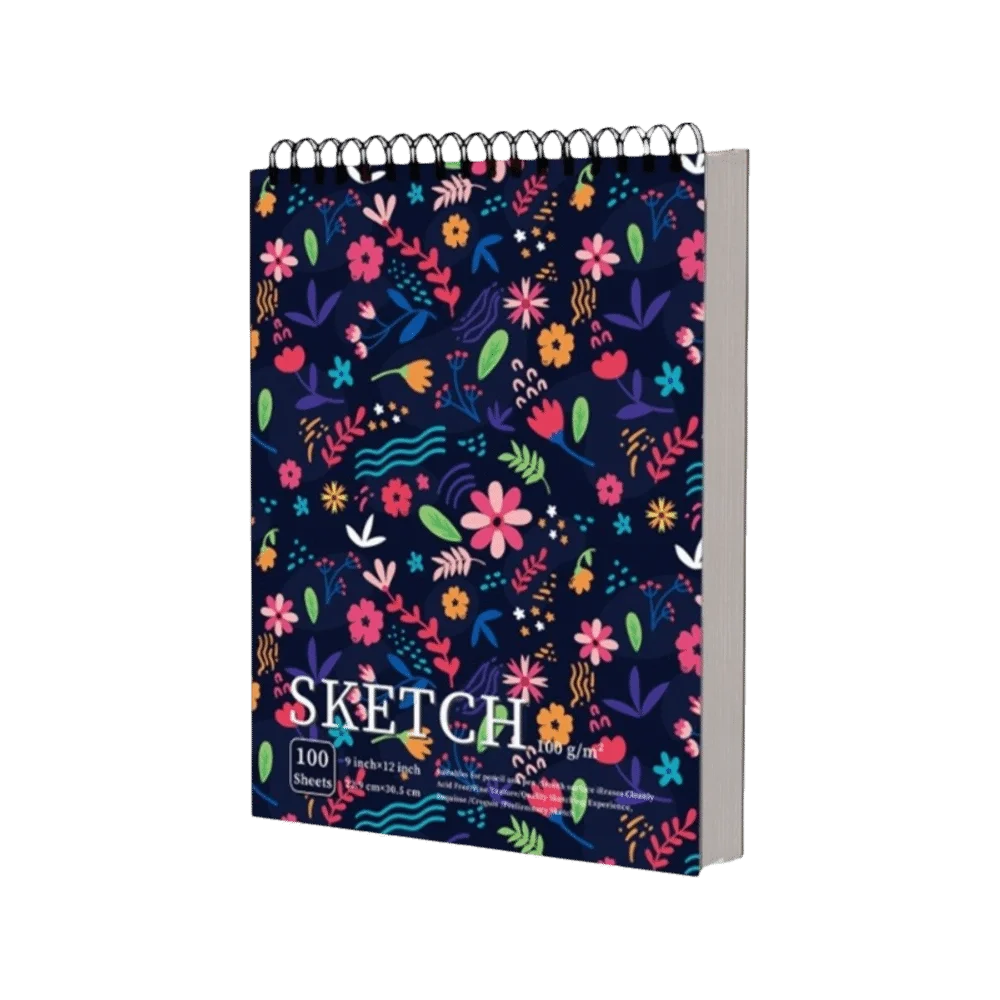100-Sheet A4 Coil Sketchbook – 100gsm Thick Perforated Drawing Pad Spiral Sketchbook Axl Style-H