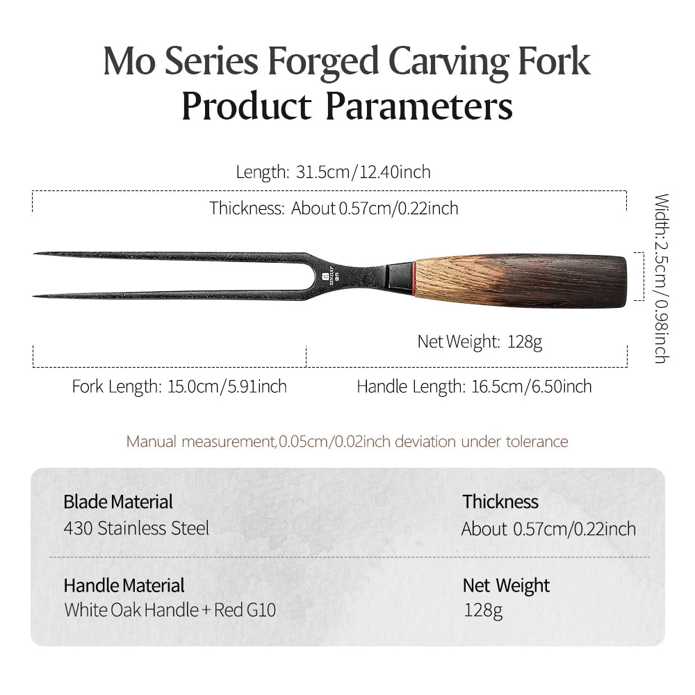 XINZUO Forged Carving Fork – Stainless Steel & Oak Handle Carving Fork Axl
