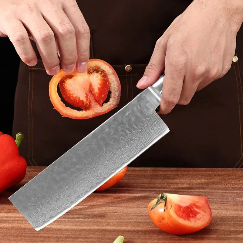 InLeung Damascus Steel Cleaver – Chinese Chef's Kitchen Knife Damascus Kitchen Knife Axl