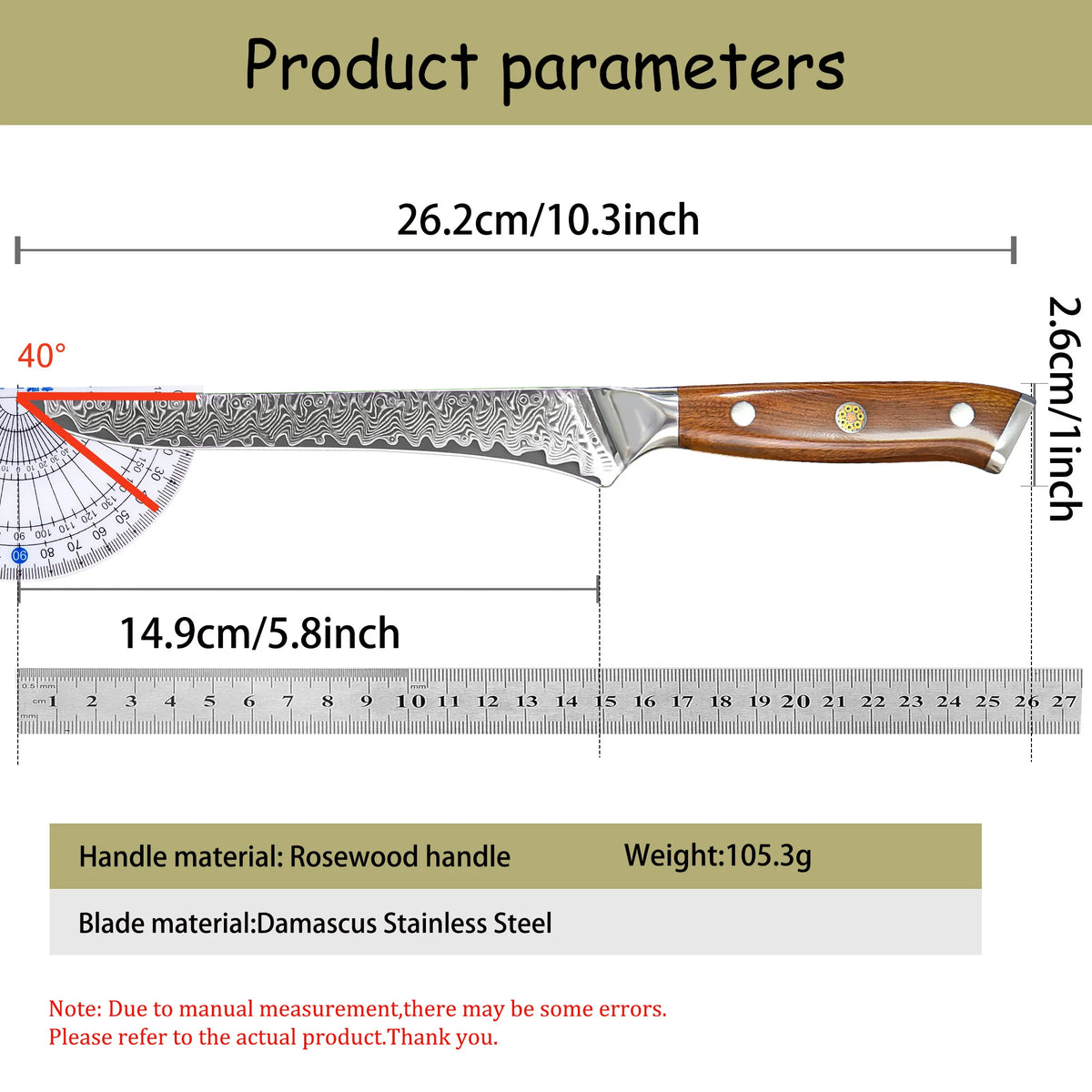 Damascus Steel Boning Knife – Sharp Chef Kitchen Knife Damascus Kitchen Knife Axl